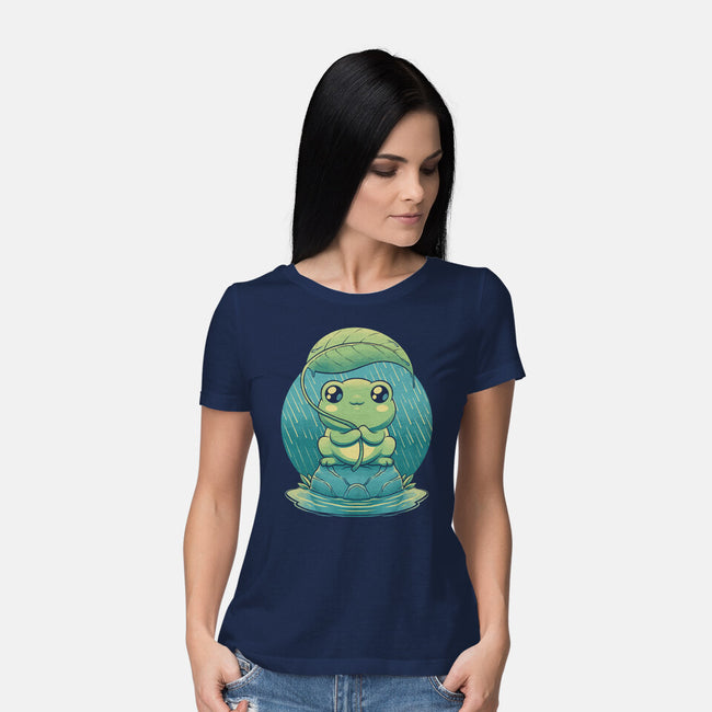 Rainy Day Cute Frog-Womens-Basic-Tee-Studio Mootant
