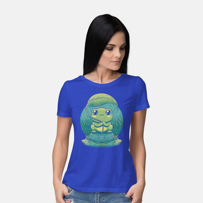 Rainy Day Cute Frog-Womens-Basic-Tee-Studio Mootant
