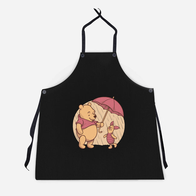 Rainy Day Bear Friends-Unisex-Kitchen-Apron-Studio Mootant
