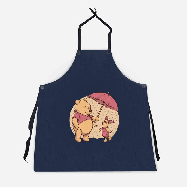 Rainy Day Bear Friends-Unisex-Kitchen-Apron-Studio Mootant