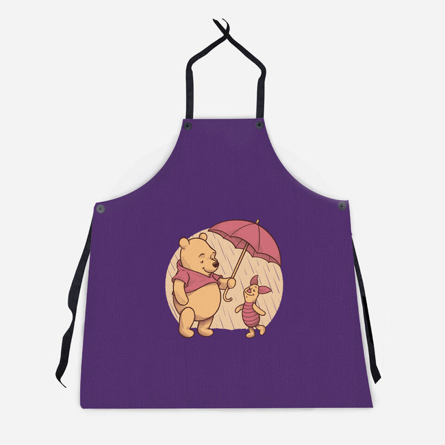Rainy Day Bear Friends-Unisex-Kitchen-Apron-Studio Mootant