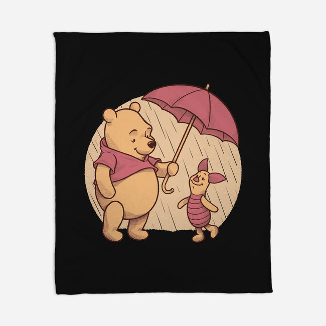 Rainy Day Bear Friends-None-Fleece-Blanket-Studio Mootant