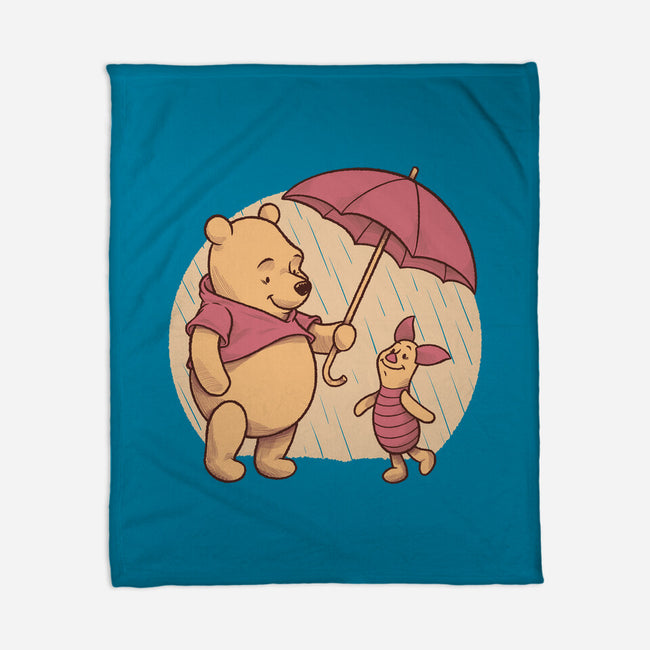 Rainy Day Bear Friends-None-Fleece-Blanket-Studio Mootant