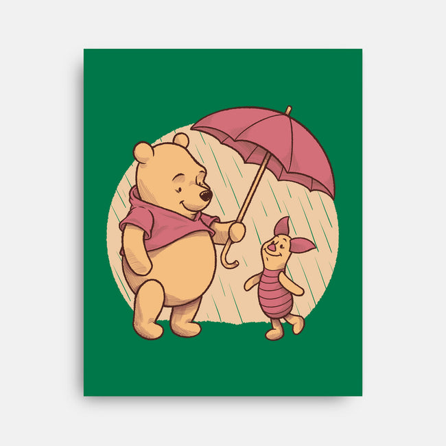 Rainy Day Bear Friends-None-Stretched-Canvas-Studio Mootant