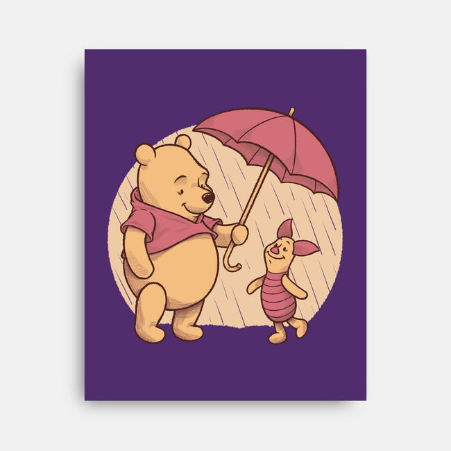 Rainy Day Bear Friends-None-Stretched-Canvas-Studio Mootant