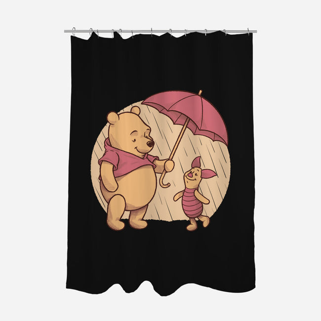 Rainy Day Bear Friends-None-Polyester-Shower Curtain-Studio Mootant