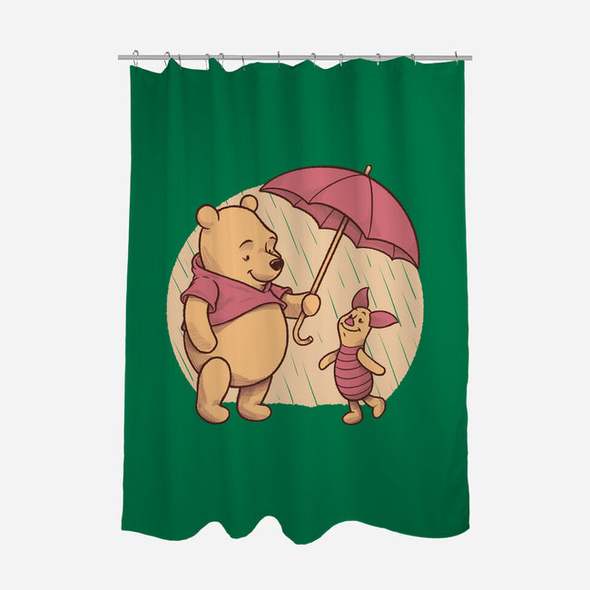Rainy Day Bear Friends-None-Polyester-Shower Curtain-Studio Mootant