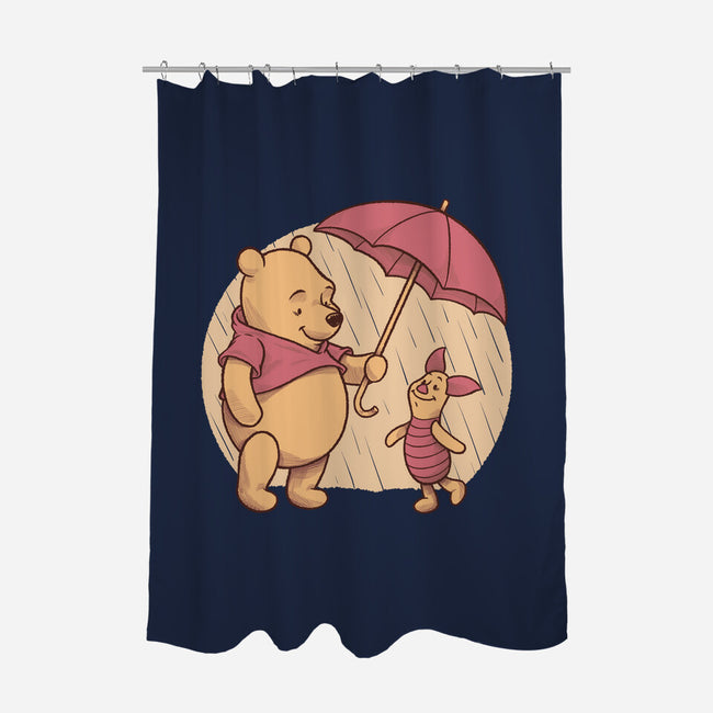 Rainy Day Bear Friends-None-Polyester-Shower Curtain-Studio Mootant
