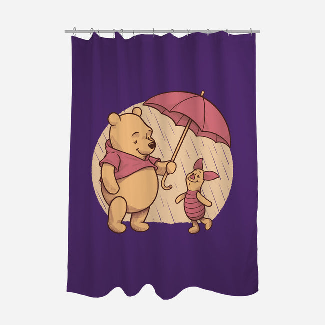 Rainy Day Bear Friends-None-Polyester-Shower Curtain-Studio Mootant