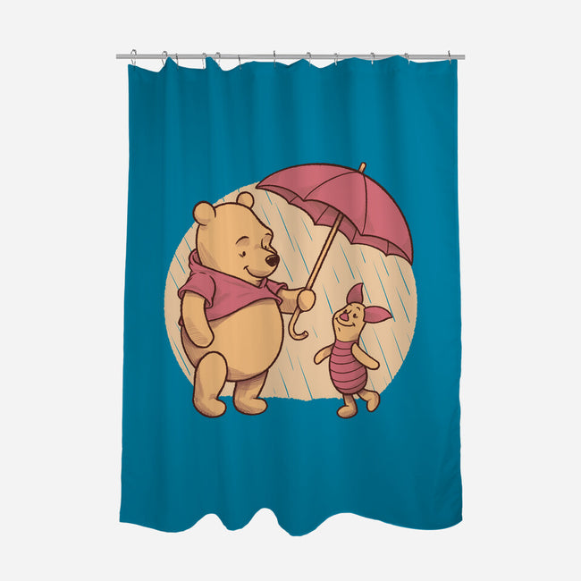 Rainy Day Bear Friends-None-Polyester-Shower Curtain-Studio Mootant