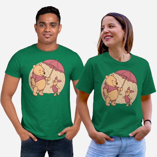 Rainy Day Bear Friends-Unisex-Basic-Tee-Studio Mootant