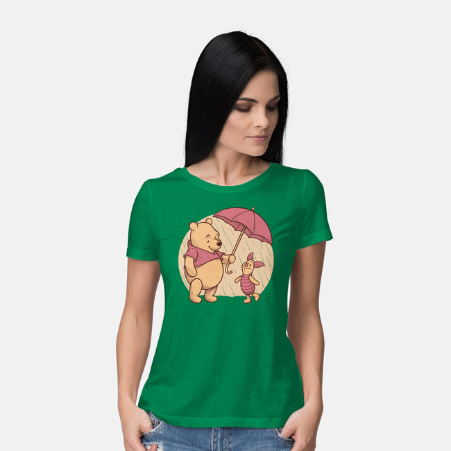 Rainy Day Bear Friends-Womens-Basic-Tee-Studio Mootant