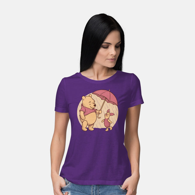 Rainy Day Bear Friends-Womens-Basic-Tee-Studio Mootant