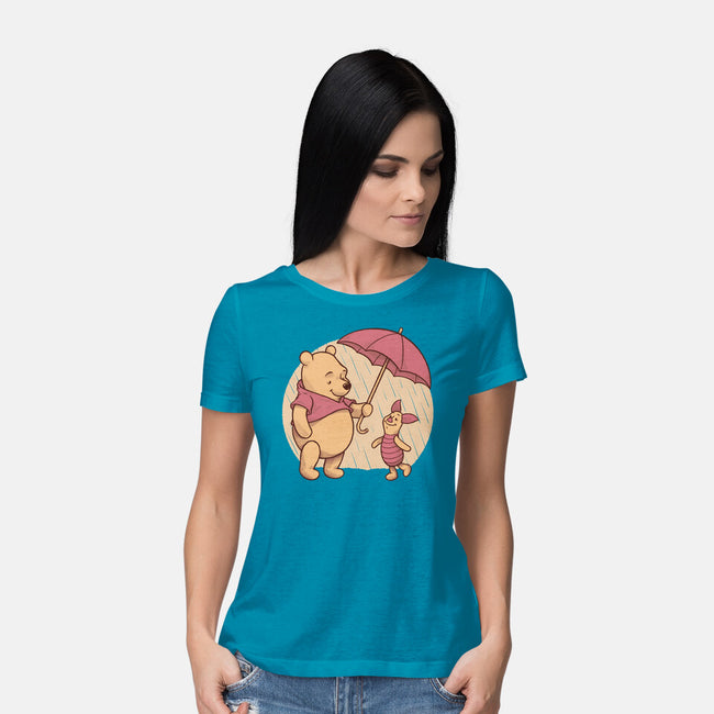 Rainy Day Bear Friends-Womens-Basic-Tee-Studio Mootant