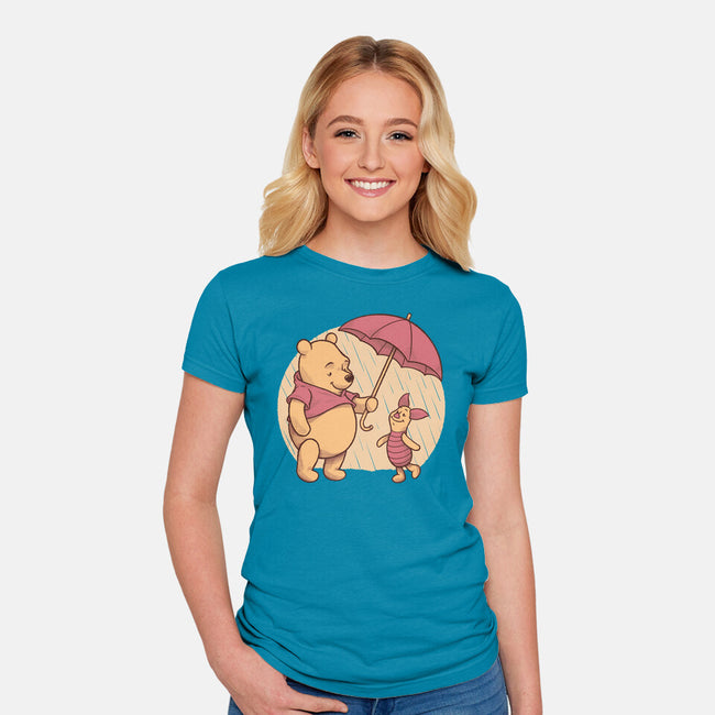 Rainy Day Bear Friends-Womens-Fitted-Tee-Studio Mootant