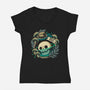 Sweet Poison Skull In Bottle-Womens-V-Neck-Tee-xMorfina