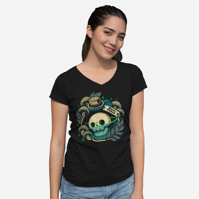 Sweet Poison Skull In Bottle-Womens-V-Neck-Tee-xMorfina