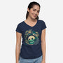 Sweet Poison Skull In Bottle-Womens-V-Neck-Tee-xMorfina