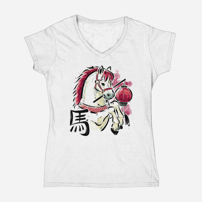 Year Of The Horse 2026-Womens-V-Neck-Tee-xMorfina