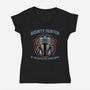 Bounty Hunter Head-Womens-V-Neck-Tee-glitchygorilla