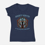Bounty Hunter Head-Womens-V-Neck-Tee-glitchygorilla