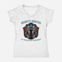 Bounty Hunter Head-Womens-V-Neck-Tee-glitchygorilla