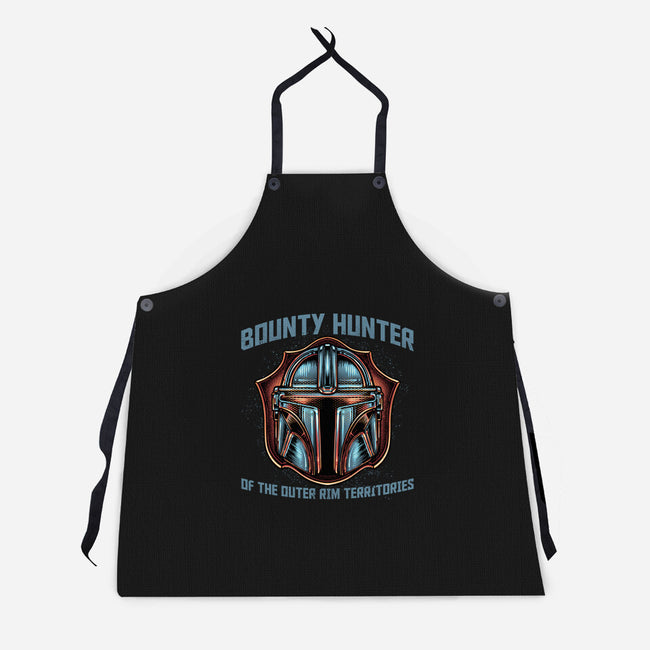 Bounty Hunter Head-Unisex-Kitchen-Apron-glitchygorilla