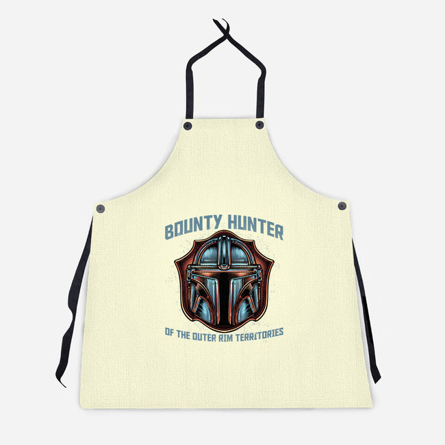Bounty Hunter Head-Unisex-Kitchen-Apron-glitchygorilla