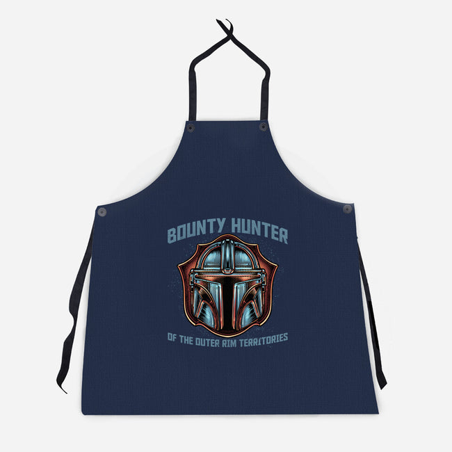Bounty Hunter Head-Unisex-Kitchen-Apron-glitchygorilla
