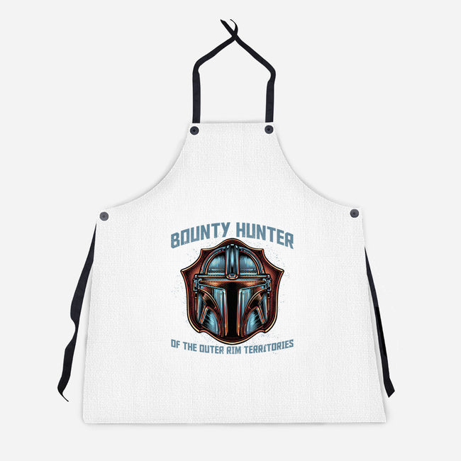 Bounty Hunter Head-Unisex-Kitchen-Apron-glitchygorilla