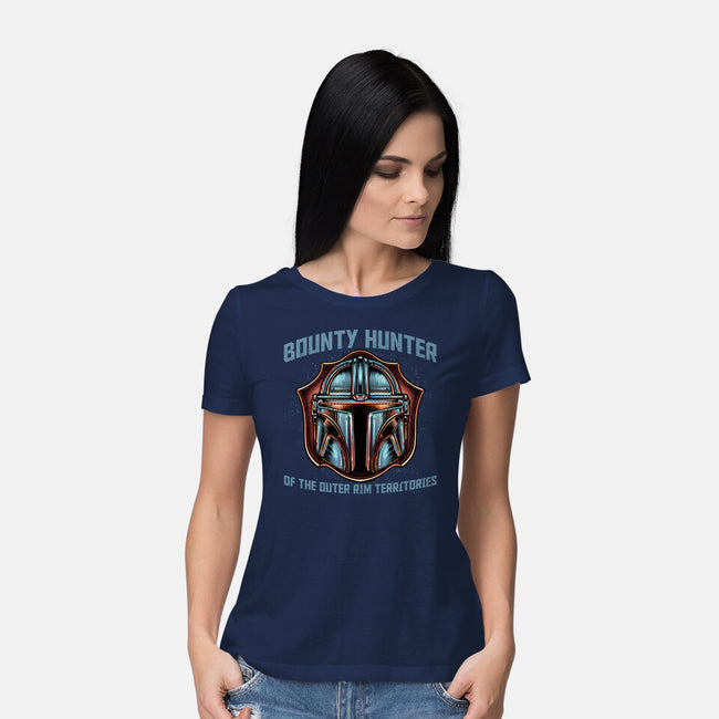 Bounty Hunter Head-Womens-Basic-Tee-glitchygorilla