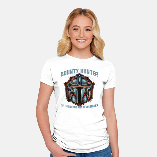 Bounty Hunter Head-Womens-Fitted-Tee-glitchygorilla