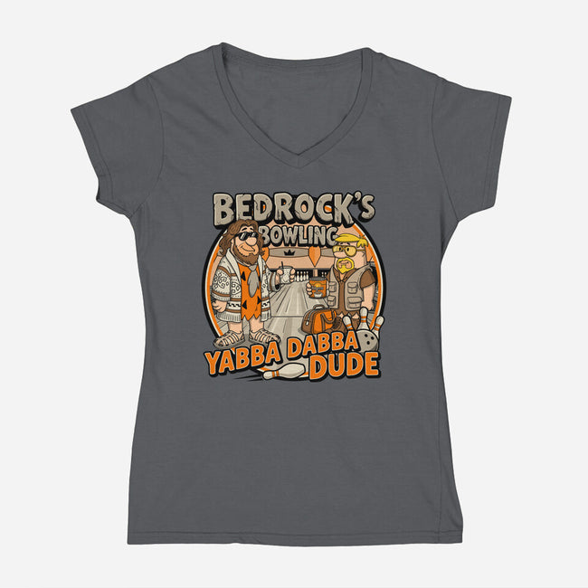 Bedrocks Bowling-Womens-V-Neck-Tee-JCMaziu