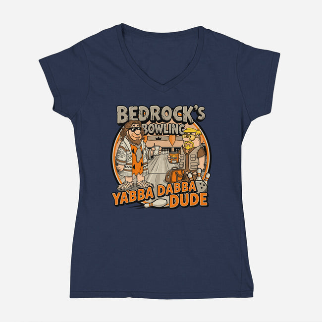 Bedrocks Bowling-Womens-V-Neck-Tee-JCMaziu