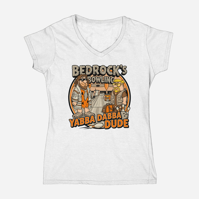 Bedrocks Bowling-Womens-V-Neck-Tee-JCMaziu