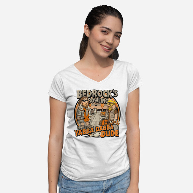 Bedrocks Bowling-Womens-V-Neck-Tee-JCMaziu