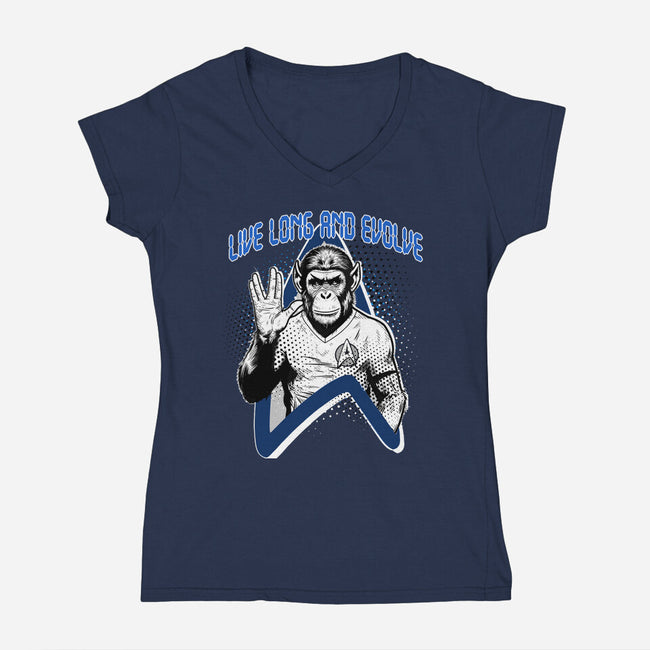 Live Long And Evolve-Womens-V-Neck-Tee-palmstreet