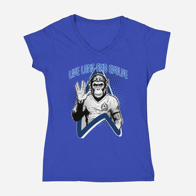 Live Long And Evolve-Womens-V-Neck-Tee-palmstreet