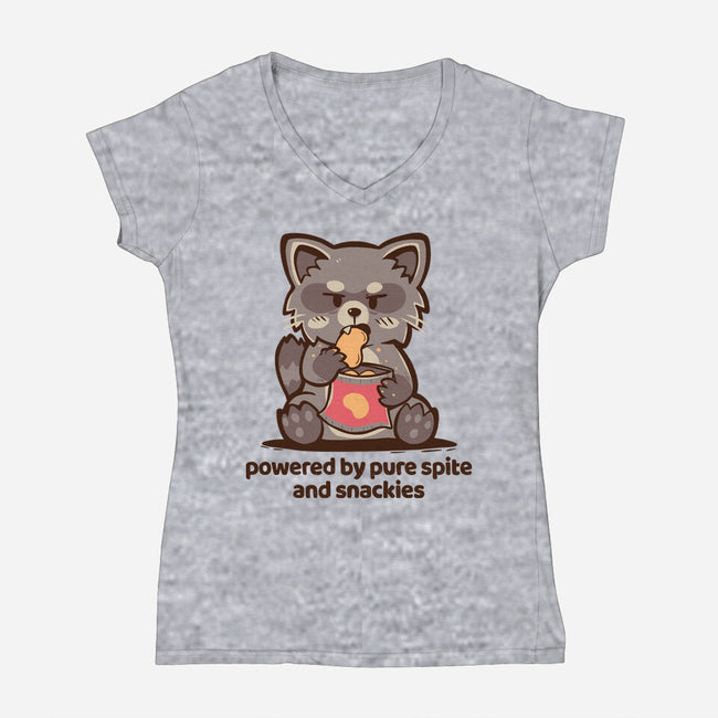 Powered By Pure Spite And Snackies-Womens-V-Neck-Tee-TechraNova