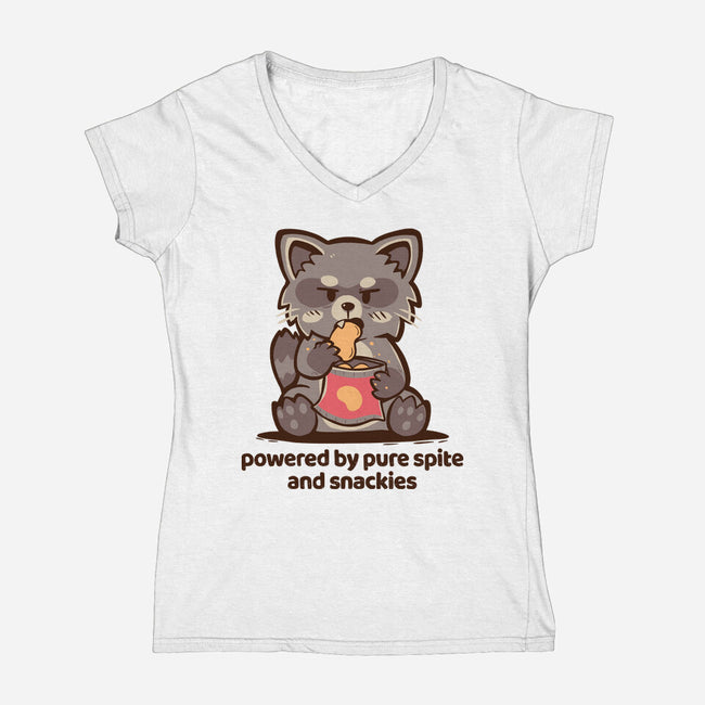 Powered By Pure Spite And Snackies-Womens-V-Neck-Tee-TechraNova