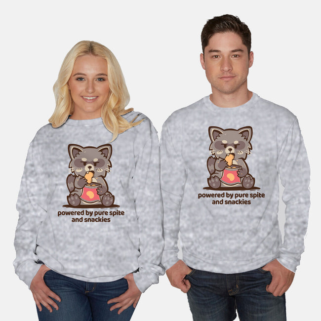 Powered By Pure Spite And Snackies-Unisex-Crew Neck-Sweatshirt-TechraNova