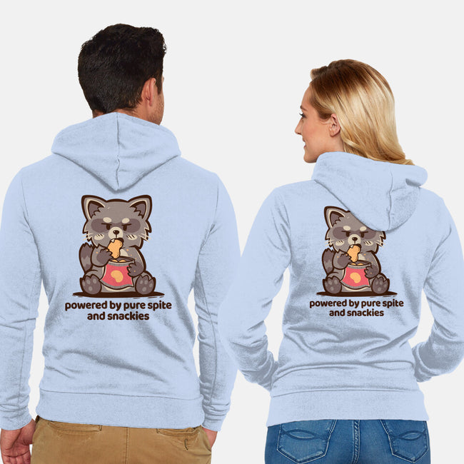 Powered By Pure Spite And Snackies-Unisex-Zip-Up-Sweatshirt-TechraNova