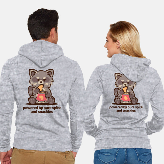 Powered By Pure Spite And Snackies-Unisex-Zip-Up-Sweatshirt-TechraNova