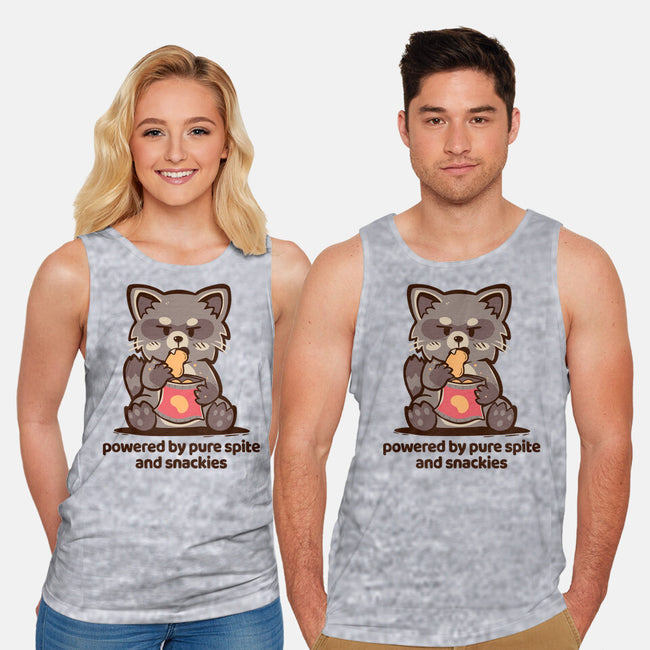 Powered By Pure Spite And Snackies-Unisex-Basic-Tank-TechraNova