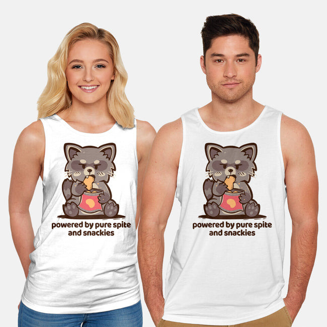 Powered By Pure Spite And Snackies-Unisex-Basic-Tank-TechraNova