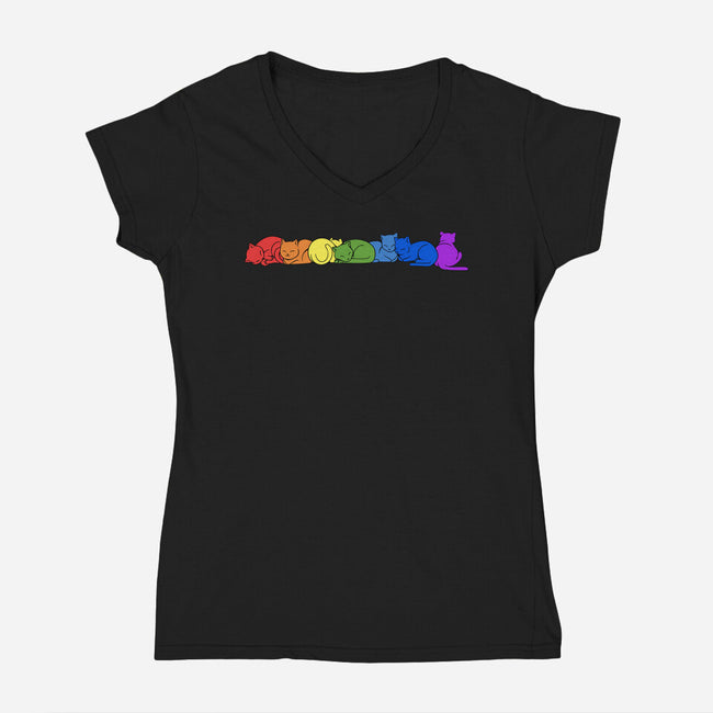 Rainbow Cats Pride-Womens-V-Neck-Tee-tobefonseca