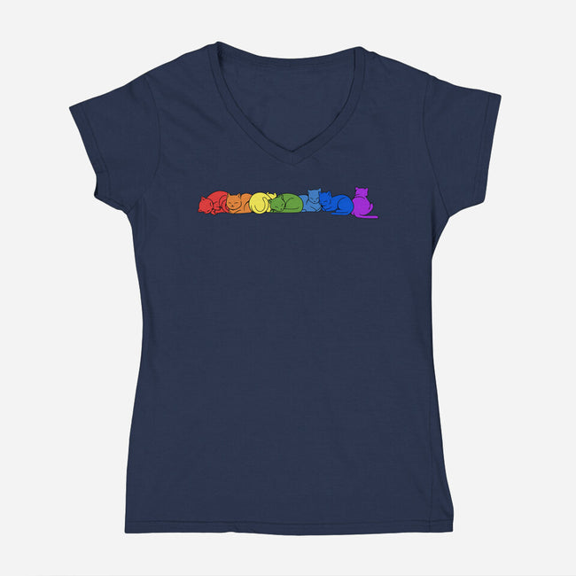 Rainbow Cats Pride-Womens-V-Neck-Tee-tobefonseca