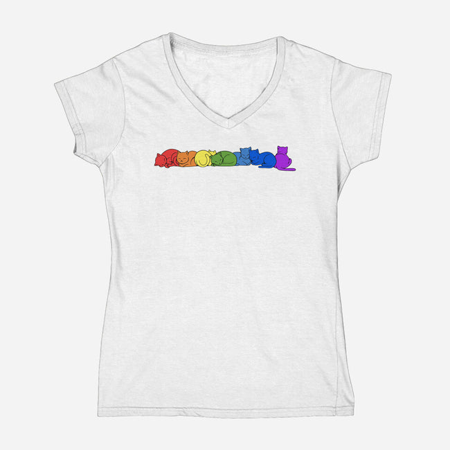 Rainbow Cats Pride-Womens-V-Neck-Tee-tobefonseca