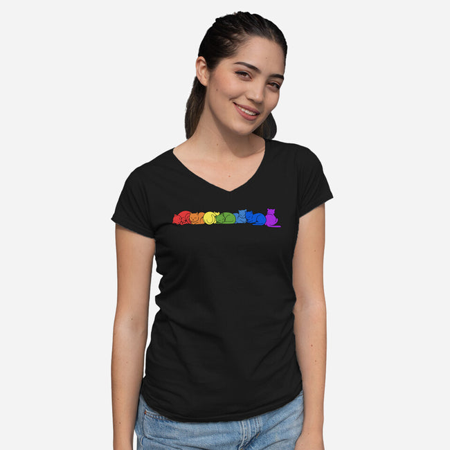 Rainbow Cats Pride-Womens-V-Neck-Tee-tobefonseca