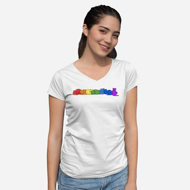 Rainbow Cats Pride-Womens-V-Neck-Tee-tobefonseca